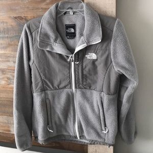 Women’s Gray and White North Face Jacket Small!